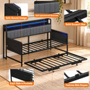 Advwin Single Metal Daybed Frame with Trundle Black