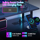 Advwin 150cm Gaming Desk with LED Lights & Storage Shelf