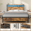 Advwin Storage Headboard with LED Light Charging Station