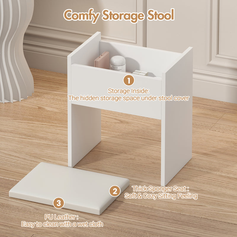 Advwin Dressing Table Stool Set Glass Top Vanity
