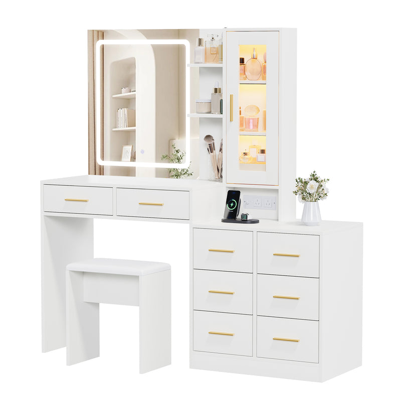 Advwin Dressing Table with LED Mirror RGB Cabinet