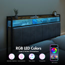 Advwin Storage Headboard Upholstered with Charging Station