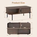Advwin Fluted Coffee Table with Hidden Storage Walnut