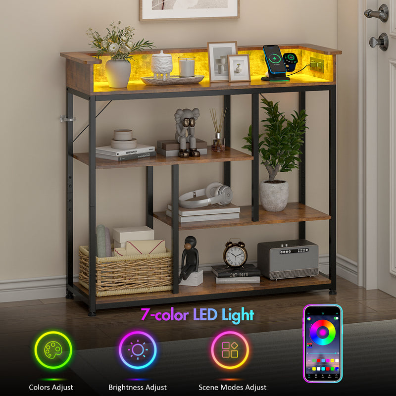 Advwin Narrow Console Table with and Charging Station