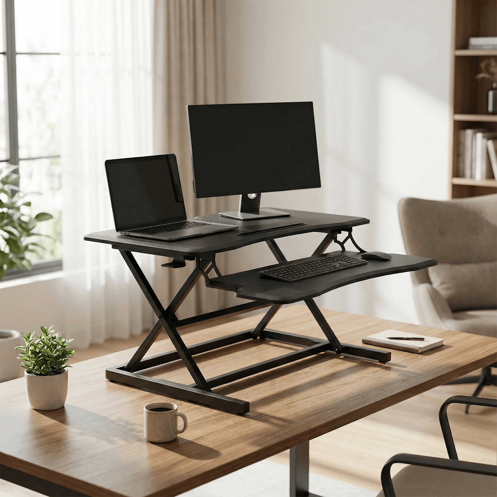 Advwin Height Adjustable Desk Riser w/ Keyboard