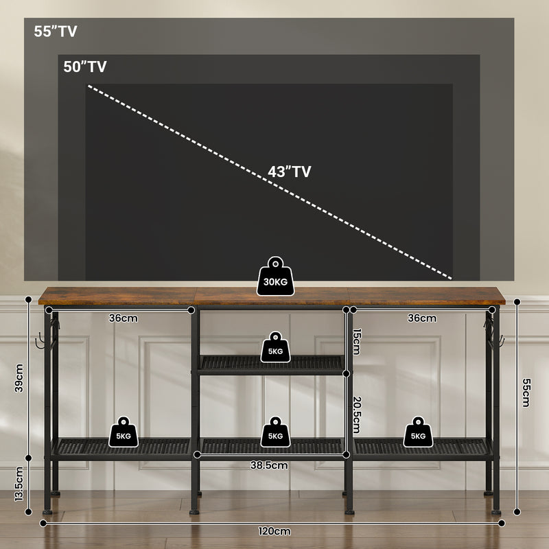 Advwin TV Stand 120cm Industrial Entertainment Unit