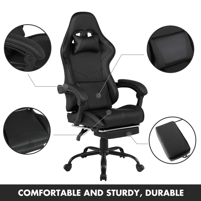 Gaming Desk & Gaming Chair Tilt 135° Black w/Footrest