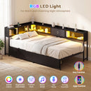 Advwin King Single Corner Bed Frame with Storage Drawers