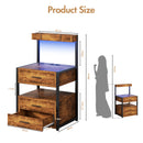 Advwin Bedside Table with Charging Station Set of 2