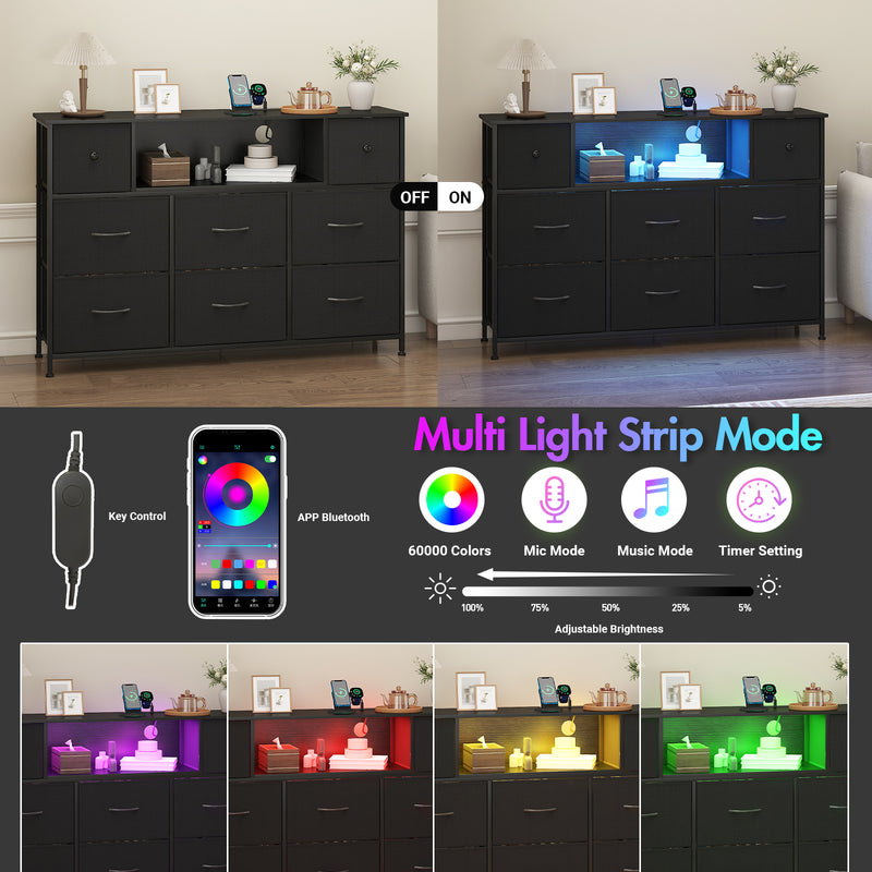 Advwin 8 Storage Drawers with LED & Charging Station