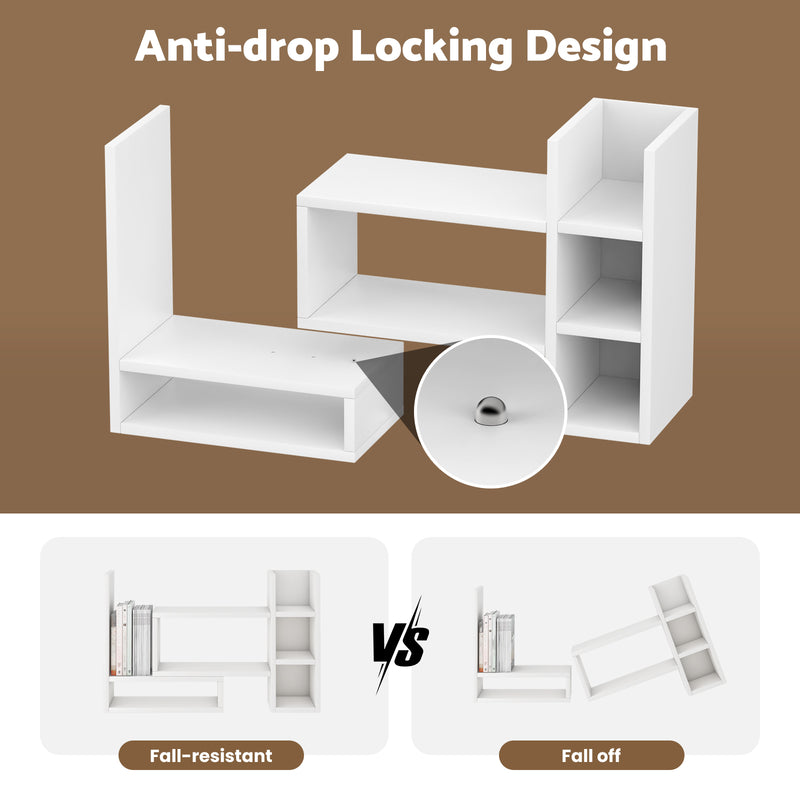 Advwin Adjustable Desktop Bookshelf Organizer