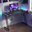 Advwin 120cm Z-Shape LED Gaming Desk w/ Mouse Pad