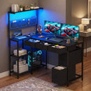 Advwin L Shaped Reversible Computer Desk with LED Lights