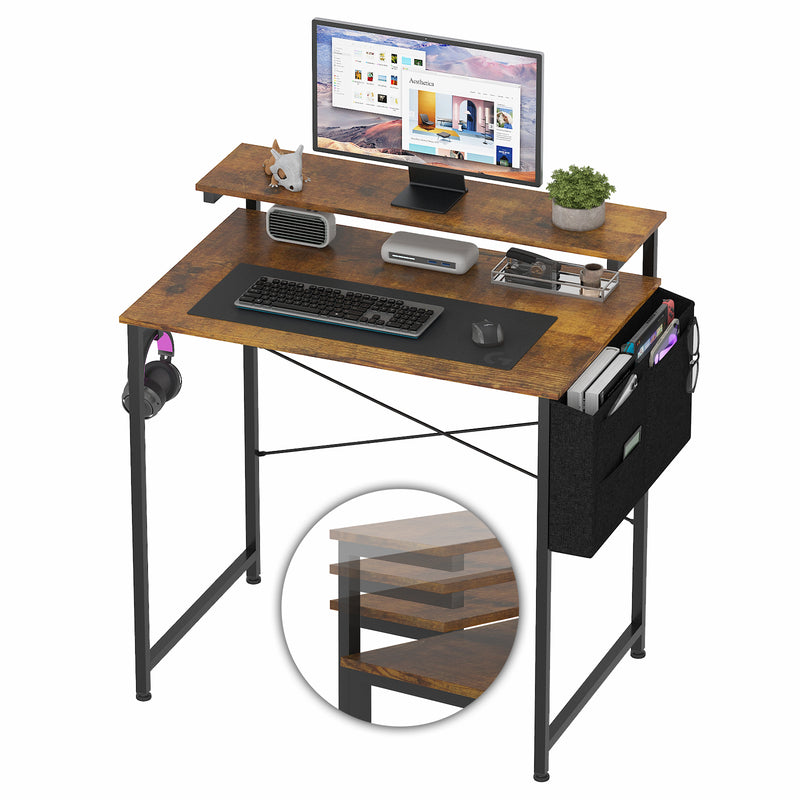 Advwin 80cm Computer Desk w/ Adjustable Monitor Stand