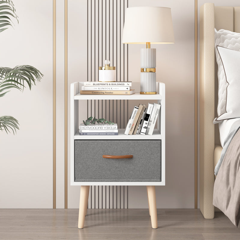 Advwin Bedside Table Fabric Drawer Side Tables