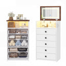 Advwin Dresser Chest of 5 Drawers with Mirror & LED Lights