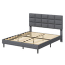 Advwin Linen Upholstered Bed Frame w/ Adjustable Headboard
