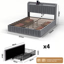 Advwin Bed Frame with Storage Drawers Dark Grey