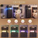 Advwin LED Bedside Table 6 Fabric Drawers Charging Station