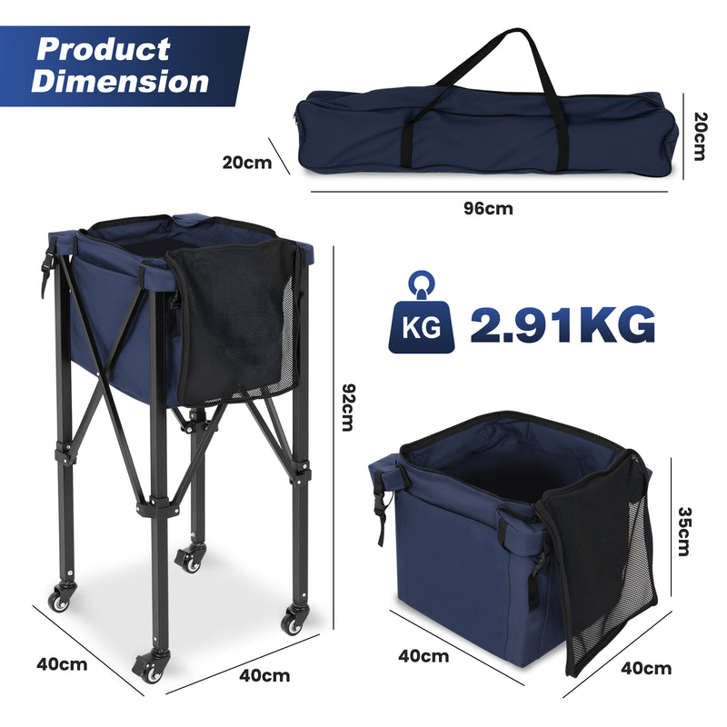 Advwin Foldable Tennis Ball Cart Aluminium Training Hopper