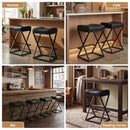 Advwin Set of 4 PU Leather Bar Stools with Footrest