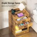 Advwin LED Bedside Table with Charging Station