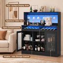 Advwin Wine Bar Cabinet w/ LED Lights & Power Outlets