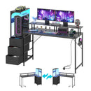 Advwin 150cm Gaming Desk with LED Lights & Storage Shelf