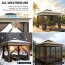 Advwin 3.3x3.3m Double Roof Gazebo Marquee with Mesh Panels
