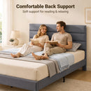 Advwin Velvet Upholstered Bed Frame w/ Wooden Slats Grey