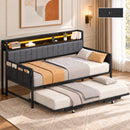 Advwin Single Metal Daybed Frame with Trundle Black