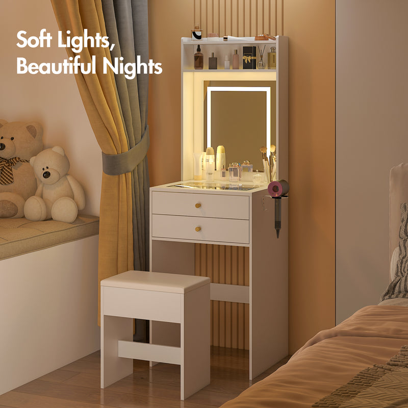 Advwin Dressing Table Stool Set Glass Desktop