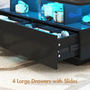 Advwin LED Coffee Table with 4 Storage Drawers