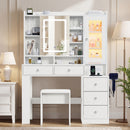 Advwin Dressing Table Vanity Desk w/ Mirror RGB Cabinet