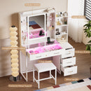 Advwin Dressing Table Set with Glass Desktop LED Light