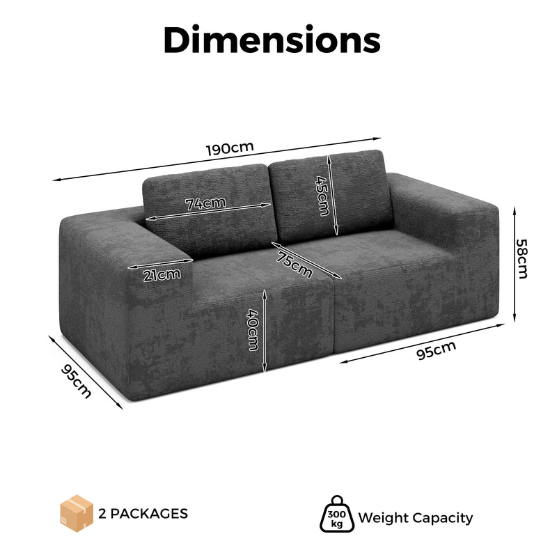 Advwin 190cm Modular Loveseat Sofa Chenille Fabric
