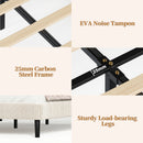 Advwin Upholstered Bed w/ Adjustable Headboard Beige