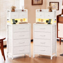 Advwin Set of 2 LED Bedside Table 6 Fabric Drawers