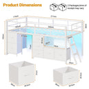 Advwin King Single Low Loft Bed with 7 Drawers Bookcase