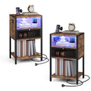 Advwin LED Bedside Table with Charging Station Set of 2
