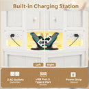 Advwin LED Bedside Table 6 Fabric Drawers Charging Station