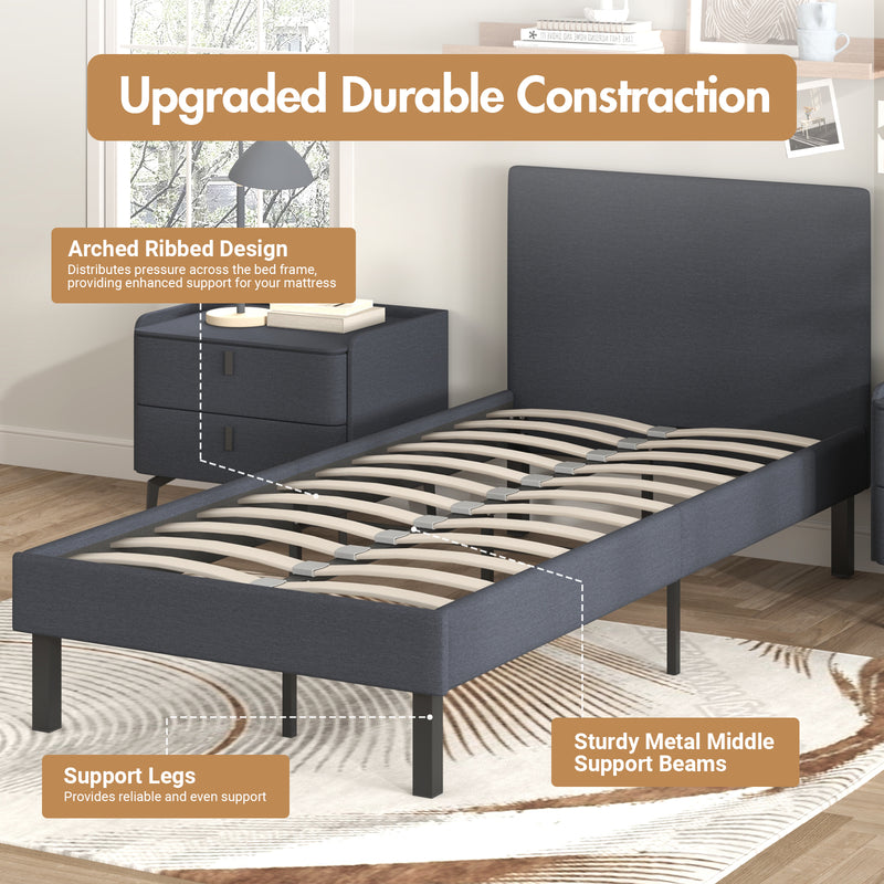 Advwin Bed Frame Single Size Mattress Base Upholstered