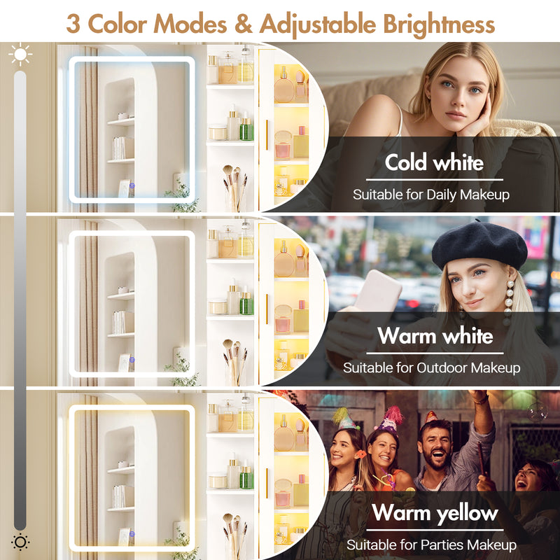 Advwin Dressing Table with LED Mirror RGB Cabinet