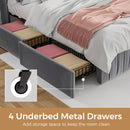 Advwin Bed Frame with Storage Drawers Dark Grey