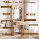 Advwin Flutted Dressing Table Set w/ Lights & Power Hub