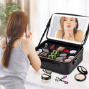Advwin Travel Makeup Bag with LED Mirror & USB Charging