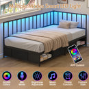 Advwin Single Corner Bed Frame with RGB LED