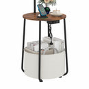 Advwin Floor Lamp with Round Side Table Rustic Brown