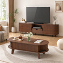 Advwin 120cm Oval Lift Top Coffee Table w/ Hidden Storage