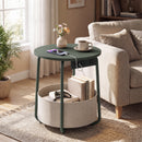 Advwin Round End Table w/ Charging Station & Fabric Basket